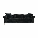 Featuring Henrietta Upholstered Sofa by Cisco Brothers at Amethyst Home. This dapper sofa has a distinctive style, with elegant roll arms and metal black-rust legs. Update your space with this mid-century influenced piece. This is an Amethyst favorite -- we love that the velvet can read black or navy depending on the natural light and time of day.
Henriet. Amethyst Home provides interior design, new home construction design consulting, vintage area rugs, and lighting in the Scottsdale metro area.