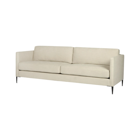 Featuring Benedict Upholstered Sofa Family - Essentials by Cisco Brothers at Amethyst Home. The Benedict Upholstered Sofa Family - Essentials by Cisco Brothers is a modern design with clean lines and sleek metal legs in black rust. It has a fresh and functional aesthetic with no-sag support. As a small scale sofa, its ideal for apartment living and suit. Amethyst Home provides interior design, new home construction design consulting, vintage area rugs, and lighting in the Laguna Beach metro area.