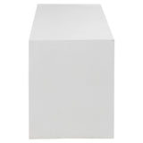 Featuring White Concrete Bench by Dovetail at Amethyst Home. Suitable for both indoor and outdoor settings, this modern bench features a beautiful waterfall design. Naturally attractive and durable, measuring 63” in length, it is constructed with reinforced concrete. Featuring a white sealed finish, this three-seater bench is fresh and contemporary. Ideal a. Amethyst Home provides interior design, new home construction design consulting, vintage area rugs, and lighting in the Charlotte metro area.