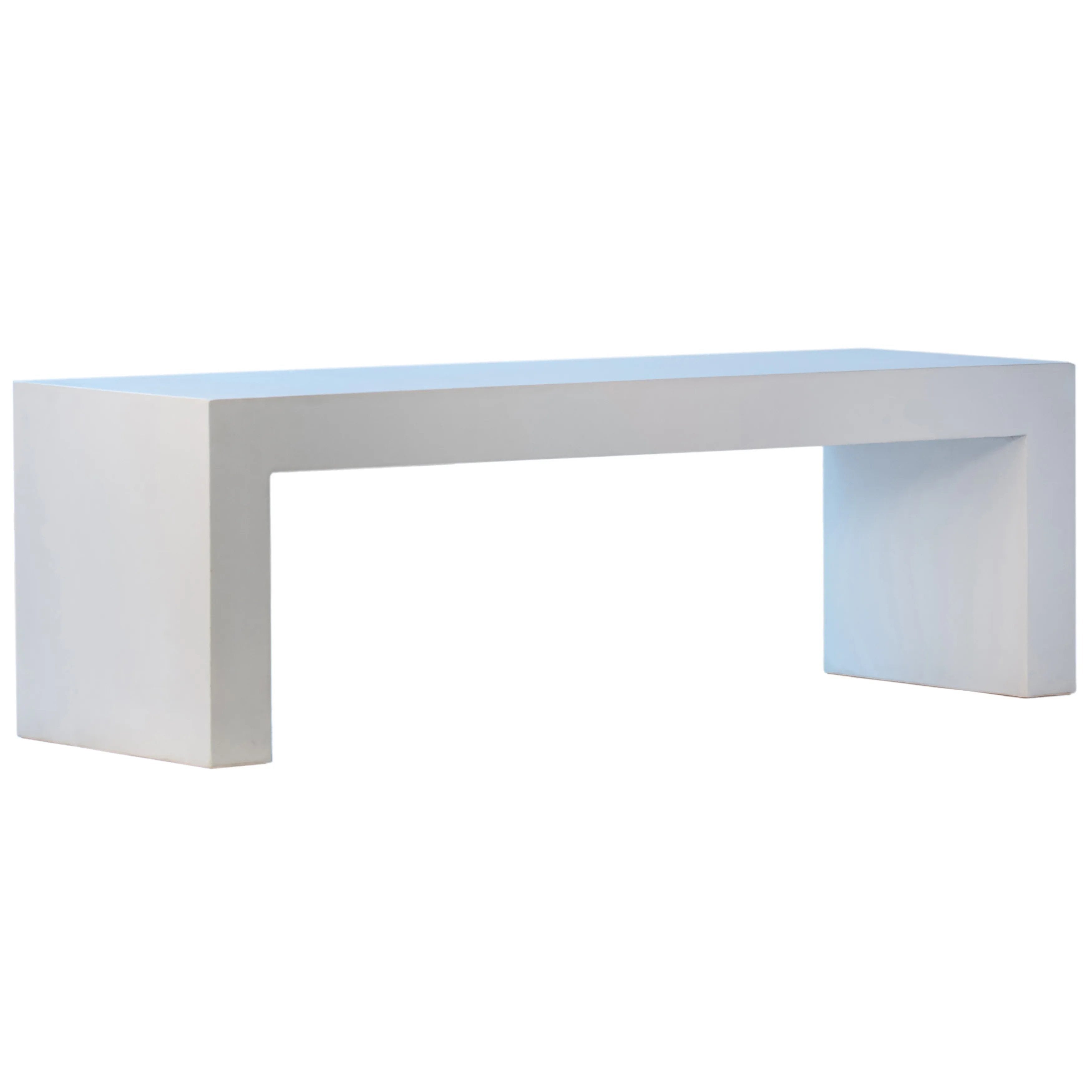 Featuring White Concrete Bench by Dovetail at Amethyst Home. Suitable for both indoor and outdoor settings, this modern bench features a beautiful waterfall design. Naturally attractive and durable, measuring 63” in length, it is constructed with reinforced concrete. Featuring a white sealed finish, this three-seater bench is fresh and contemporary. Ideal as an. Amethyst Home provides interior design, new home construction design consulting, vintage area rugs, and lighting in the Tampa metro area.