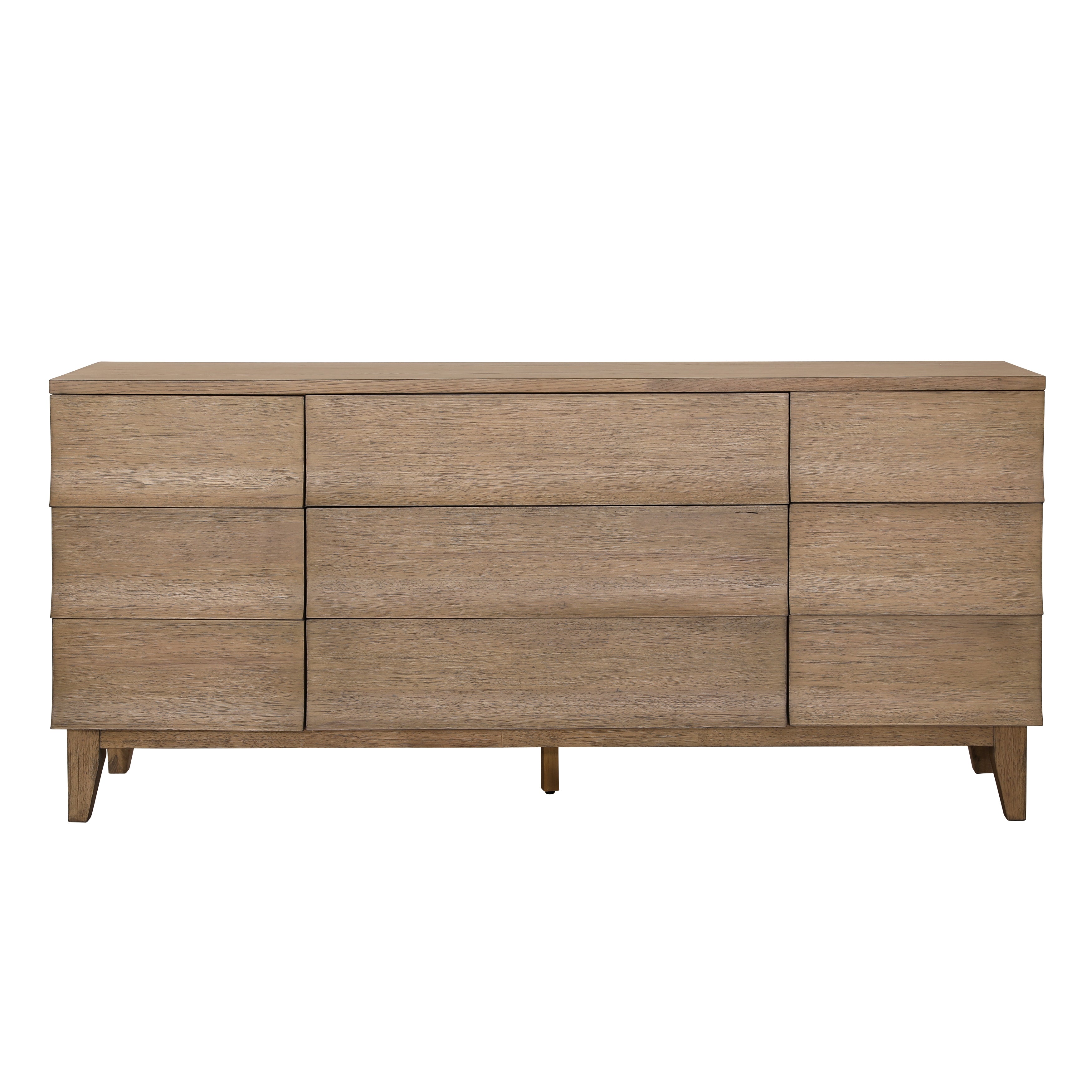 Featuring Margaux Sideboard by Dovetail at Amethyst Home. Introducing the Margaux Sideboard - the epitome of elegant storage. Its warm wooden curves add a touch of sophistication to any space, while the ample storage is perfect for keeping all your belongings organized. 
71"w x 17"d x 33"hMaterial : Rubber Wood and Oak Veneer. Amethyst Home provides interior design, new home construction design consulting, vintage area rugs, and lighting in the Salt Lake City metro area.
