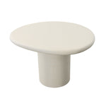 Featuring Takara Egg Dining Table by Dovetail at Amethyst Home. A smooth, light glossy dining table with an organic egg shaped top!  Beautiful and modern.  Looks like an indoor table but is also safe for outdoors.
47"w x 47"d x 30"Material : Casted Concrete. Amethyst Home provides interior design, new home construction design consulting, vintage area rugs, and lighting in the Newport Beach metro area.