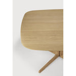 Featuring Corto Square White Oak Dining Table by Ethnicraft at Amethyst Home. Inspired by the vaults within grand architectural designs, the Corto's central-footed base provides both visual interest and practical stability with less leg disturbance for your guests. The solid oak tabletop is crafted into the perfect shape, with unique rounded corners to create w. Amethyst Home provides interior design, new home construction design consulting, vintage area rugs, and lighting in the Omaha metro area.