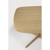 Featuring Corto Square White Oak Dining Table by Ethnicraft at Amethyst Home. Inspired by the vaults within grand architectural designs, the Corto's central-footed base provides both visual interest and practical stability with less leg disturbance for your guests. The solid oak tabletop is crafted into the perfect shape, with unique rounded corners to create w. Amethyst Home provides interior design, new home construction design consulting, vintage area rugs, and lighting in the Omaha metro area.