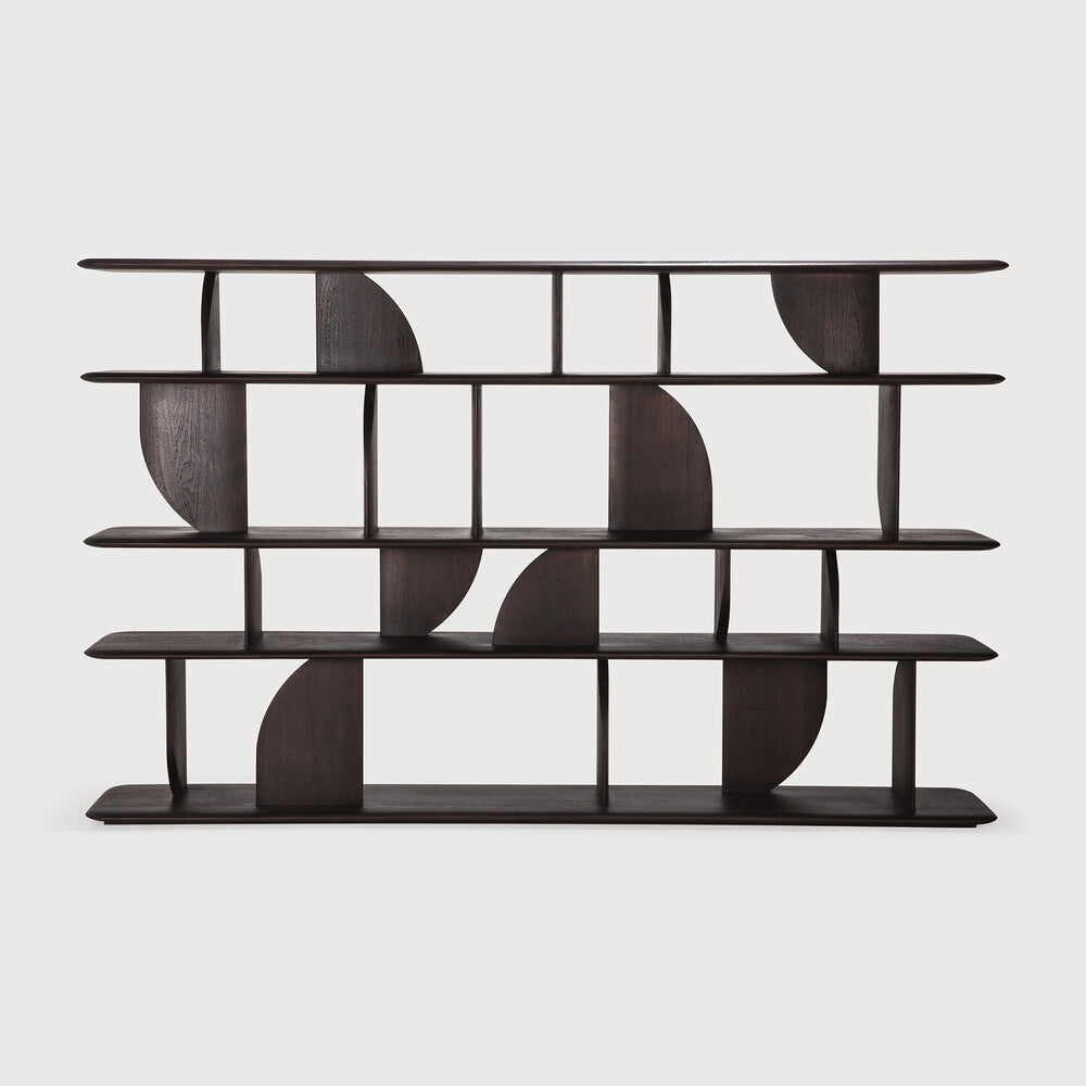 Featuring Geometric Rack Teak Dark Brown by Ethnicraft at Amethyst Home. In the Geometric collection, shapes intersect in unexpected ways, creating playful contrasts with light and shadow at every angle. The Geometric rack offers an eye-catching display for treasured objects and mementos.
Dimensions: 14"d x 83"w x 51.5"h
Brushed : NoColor : DarkFinish : . Amethyst Home provides interior design, new home construction design consulting, vintage area rugs, and lighting in the Laguna Beach metro area.