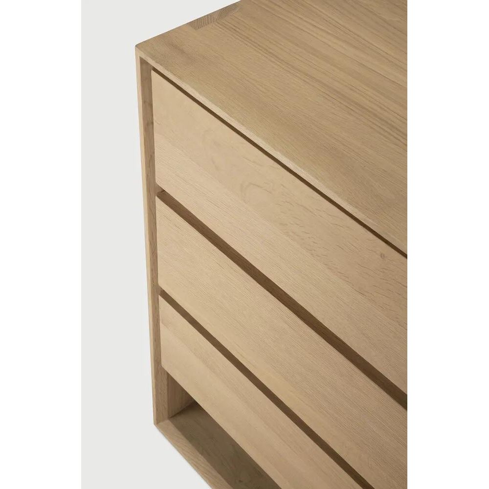 Featuring Nordic Dresser Oak by Ethnicraft at Amethyst Home. Our Nordic collection combines refined design with the purity of solid wood. The bevelled edges gives this solid oak furniture an extra edge, we would say. This chest of drawers is made from solid oak and features three drawers.
Dimentions: 22.5"d x 51.5"w x 33"h
Anti-tipping mechanism : YesFinish . Amethyst Home provides interior design, new home construction design consulting, vintage area rugs, and lighting in the Monterey metro area.