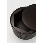 Featuring Roller Max Side Table Round by Ethnicraft at Amethyst Home. Designed by Jacques Deneef, the Roller Max is a clever multifunctional item that combines a side table with storage. Encapsulated in its stacked wood-stick effect, the tabletop can be easily removed to hide the newspapers, toys, cushions and throws from daily life. The perfect solution for. Amethyst Home provides interior design, new home construction design consulting, vintage area rugs, and lighting in the Monterey metro area.