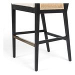 Featuring Antonia Cane Brushed Ebony Bar Stool by Four Hands at Amethyst Home. We love the retro look the cane brings to this Antonia Brushed Ebony Cane Bar Stool. A stunning piece to complete a retro aesthetic in any kitchen or bar area. 
Size: 22"W x 22.50"L x 43"HArm Height from Floor: 37.40" Arm Height from Seat: 6.10" Arm Length: 18.90" Arm Width: 1..  Amethyst Home provides interior design, new home construction design consulting, vintage area rugs, and lighting in the Des Moines metro area.