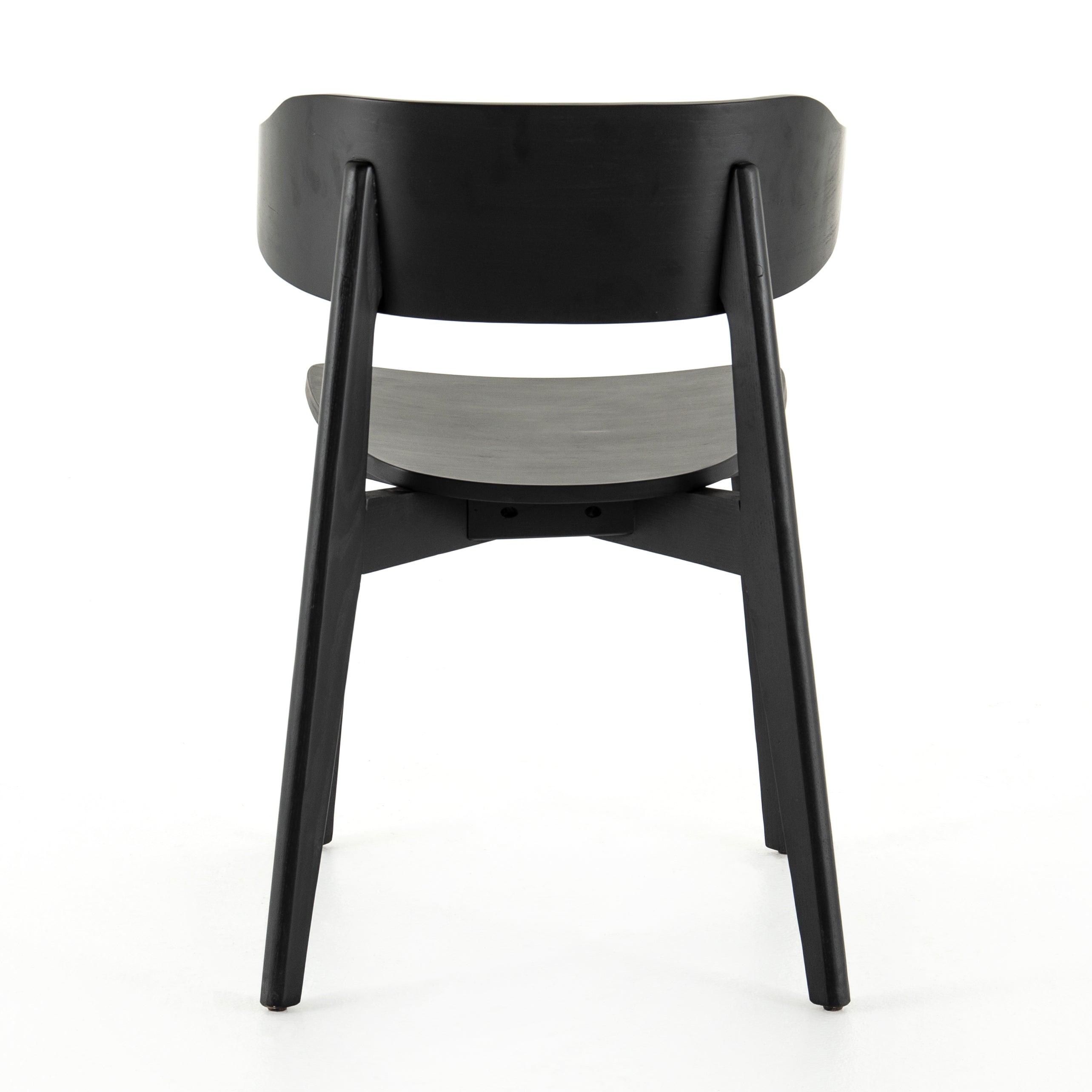 Featuring Franco Black Dining Chair by Four Hands at Amethyst Home. We love the exaggerated winged back of this Franco Black Dining Chair. The jet black finish brings a modern look to this mid-century style. 
Overall Dimensions: 20.50"W x 19.25"L x 30.25"HColors: Black Veneer, BlackMaterials: Ash Veneer, Solid AshWeight: 12.13 lbVolume: 5.83 cu ftSeat Depth: 1.  Amethyst Home provides interior design, new home construction design consulting, vintage area rugs, and lighting in the Miami metro area.