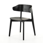 Featuring Franco Black Dining Chair by Four Hands at Amethyst Home. We love the exaggerated winged back of this Franco Black Dining Chair. The jet black finish brings a modern look to this mid-century style. 
Overall Dimensions: 20.50"W x 19.25"L x 30.25"HColors: Black Veneer, BlackMaterials: Ash Veneer, Solid AshWeight: 12.13 lbVolume: 5.83 cu ftSeat Depth: .  Amethyst Home provides interior design, new home construction design consulting, vintage area rugs, and lighting in the Boston metro area.