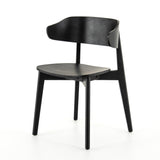 Featuring Franco Black Dining Chair by Four Hands at Amethyst Home. We love the exaggerated winged back of this Franco Black Dining Chair. The jet black finish brings a modern look to this mid-century style. 
Overall Dimensions: 20.50"W x 19.25"L x 30.25"HColors: Black Veneer, BlackMaterials: Ash Veneer, Solid AshWeight: 12.13 lbVolume: 5.83 cu ftSeat Depth: .  Amethyst Home provides interior design, new home construction design consulting, vintage area rugs, and lighting in the Boston metro area.