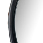 Featuring Des Mirror by Four Hands at Amethyst Home. The Des Mirror is hung by a handsome, toffee-colored top grain leather strap. We love the fresh take on what would otherwise be a traditional, round mirror. The mirror is framed in black-washed popular and would like amazing hung in an entryway, bedroom, or other space. 
Overall Dimensions: 30"W x 1.50"L x .  Amethyst Home provides interior design, new home construction design consulting, vintage area rugs, and lighting in the Boston metro area.