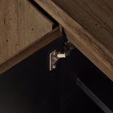 Featuring Abaso Ebony Rustic Wormwood Oak Media Console by Four Hands at Amethyst Home. Made from thick-cut oak veneer with a faux rustic finish made to emulate wormwood, this spacious media console features chunky squared legs and dovetail joinery detailing.Overall Dimensions: 94.50"W x 19.75"L x 27"HColors: Black Mdf, Ebony Rustic Wormwood Oak, Black Ply. Amethyst Home provides interior design, new home construction design consulting, vintage area rugs, and lighting in the Des Moines metro area.