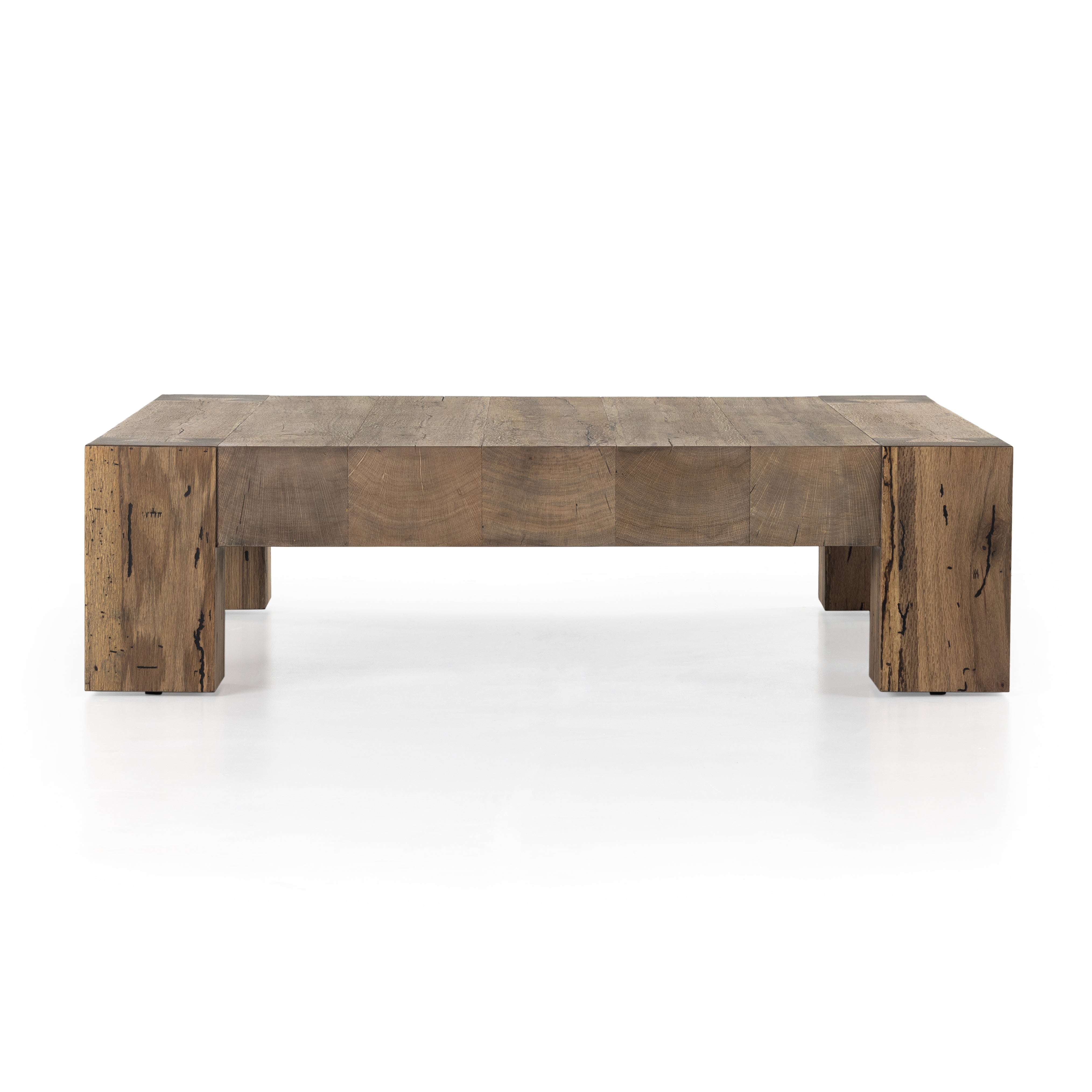 Featuring Abaso Rustic Wormwood Oak Coffee Table by Four Hands at Amethyst Home. Made from thick-cut oak veneer with a faux rustic finish made to emulate wormwood, the Abaso Rustic Wormwood Oak Coffee Table is a low, large-scale coffee table features chunky squared legs and dovetail joinery detailing.
Overall Dimensions: 55"W x 55"L x 15"HWeight: 168.76 lbsMaterials: Thick Oak VeneerClearanc. Amethyst Home provides interior design services, furniture, rugs, and lighting in the Monterey metro area.