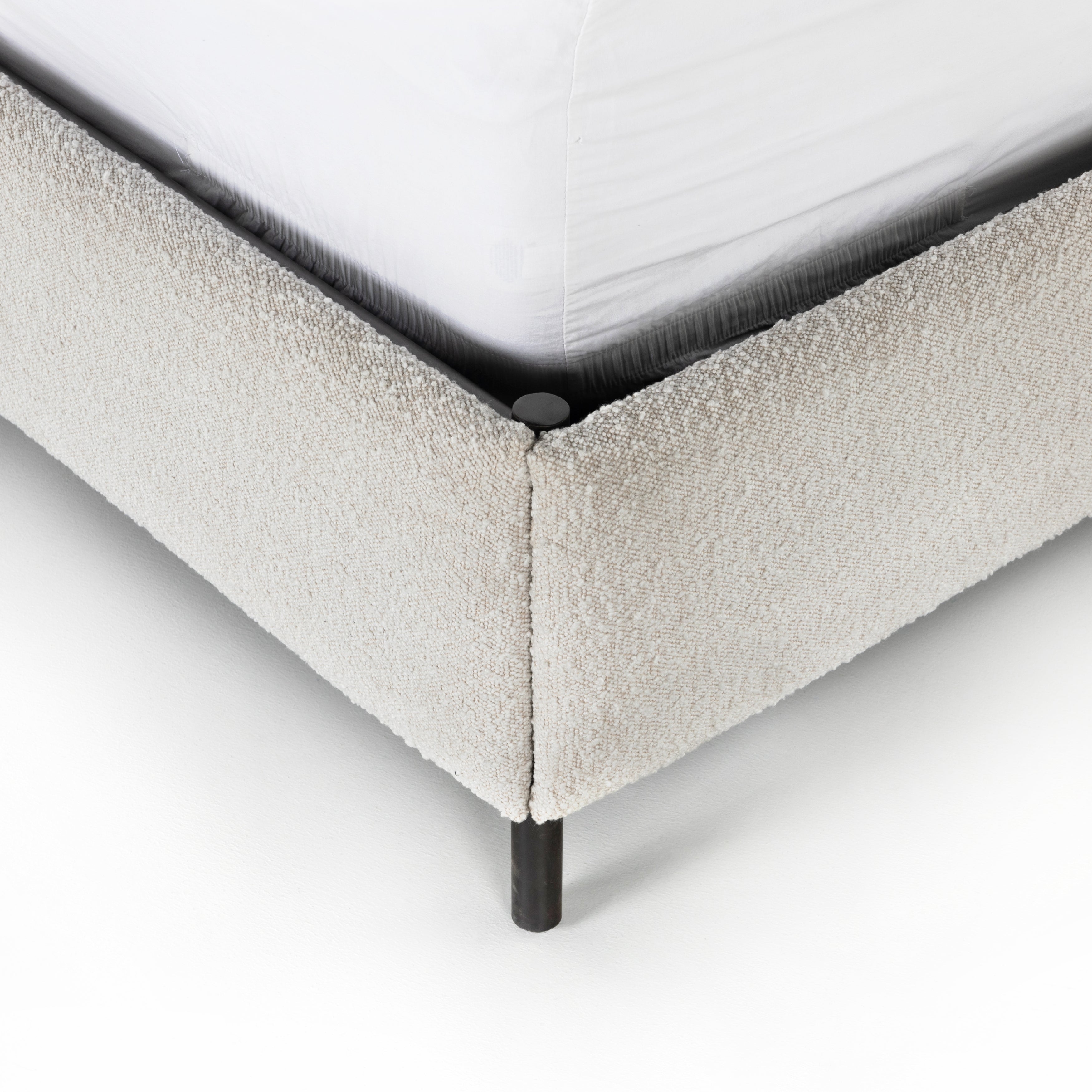 Featuring Anderson Knoll Natural Bed by Four Hands at Amethyst Home. Bring texture into play. Upholstered in a performance fabric in a classic cream-colored boucle for Knoll Natural with decorative leather straps adding a material-driven touch with contrast. Standard box spring required.
Sizes:
King : 81.50"W x 85"L x 55"HInterior dimensions for a  king mattress: 76.75" x 80.75" x 2"
Queen :. Amethyst Home provides interior design services, furniture, rugs, and lighting in the Monterey metro area.