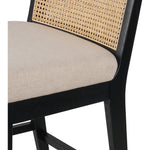 Featuring Antonia  Armless Dining Stool Stool by Four Hands at Amethyst Home. Light-toasted parawood frames a textural inlay of natural cane for a clean, monochromatic look, with seating of performance fabric for smart sensibility. Perfectly sized for the counter, with a brass kick plate for comfort and contrast. Performance fabrics are specially created to withstand spills, . Amethyst Home provides interior design, new construction, custom furniture, and area rugs in the Newport Beach metro area.