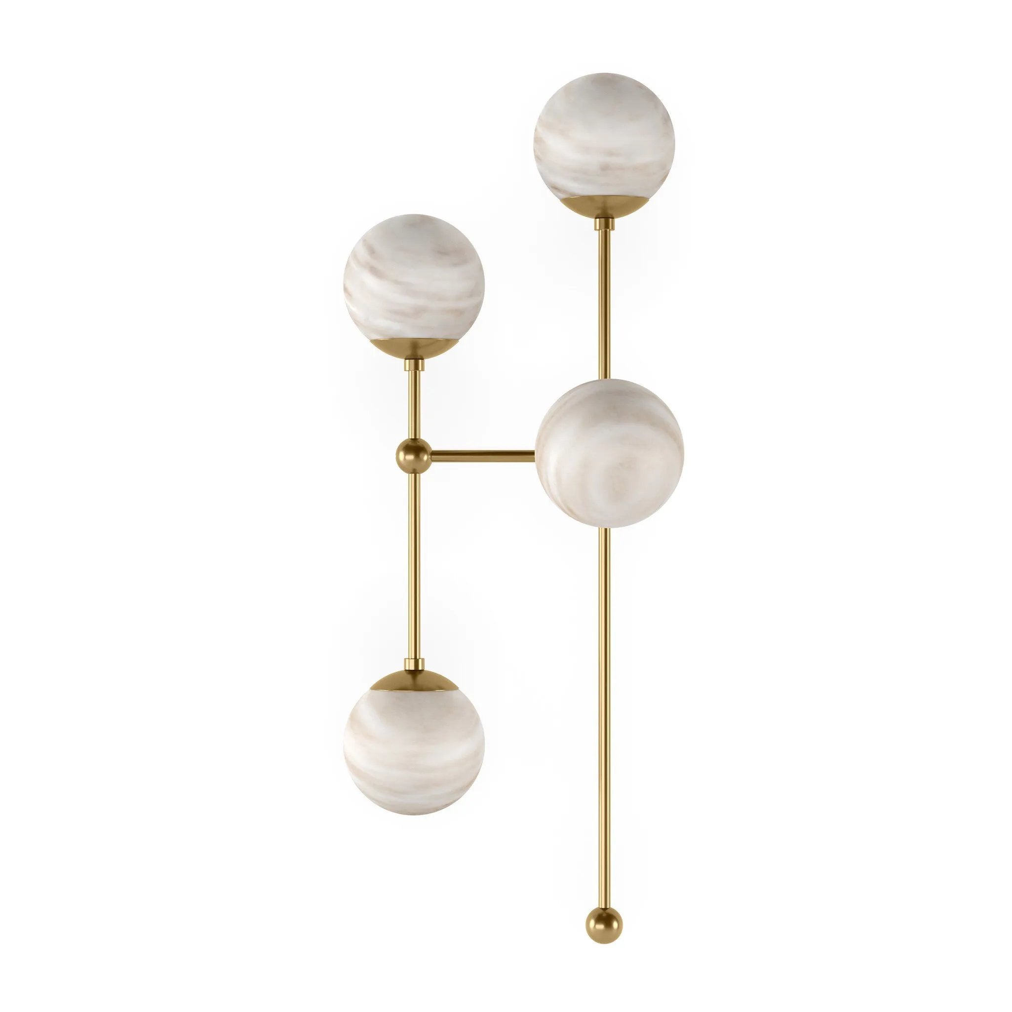 Featuring Armstrong Burnished Brass Marbled Matte Glass 4 L Sconce by Four Hands at Amethyst Home. Marbled glass spheres seem to extend and reach across smooth brass rods. Each globe is individually blown, shaped and sculpted by hand through a one-hour process. Brass and glass are 98% recyclable. Designed and sustainably made in Poland by Schwung.
Overall . Amethyst Home provides interior design, new home construction design consulting, vintage area rugs, and lighting in the Alpharetta metro area.