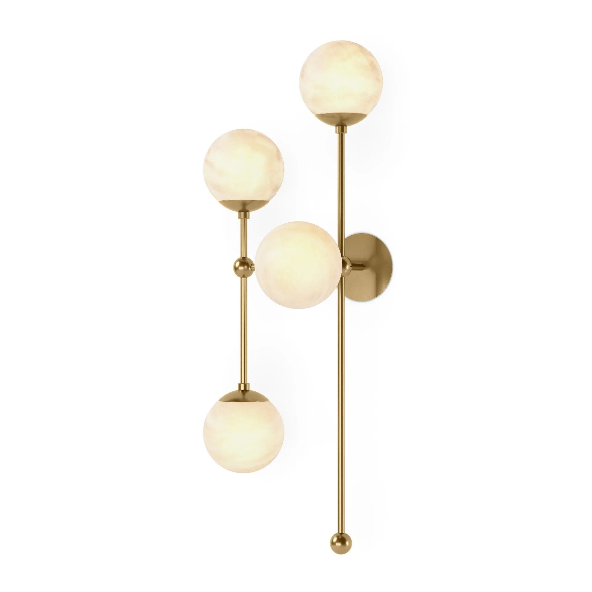 Featuring Armstrong Burnished Brass Marbled Matte Glass 4 L Sconce by Four Hands at Amethyst Home. Marbled glass spheres seem to extend and reach across smooth brass rods. Each globe is individually blown, shaped and sculpted by hand through a one-hour process. Brass and glass are 98% recyclable. Designed and sustainably made in Poland by Schwung.
Overal. Amethyst Home provides interior design, new home construction design consulting, vintage area rugs, and lighting in the Laguna Beach metro area.