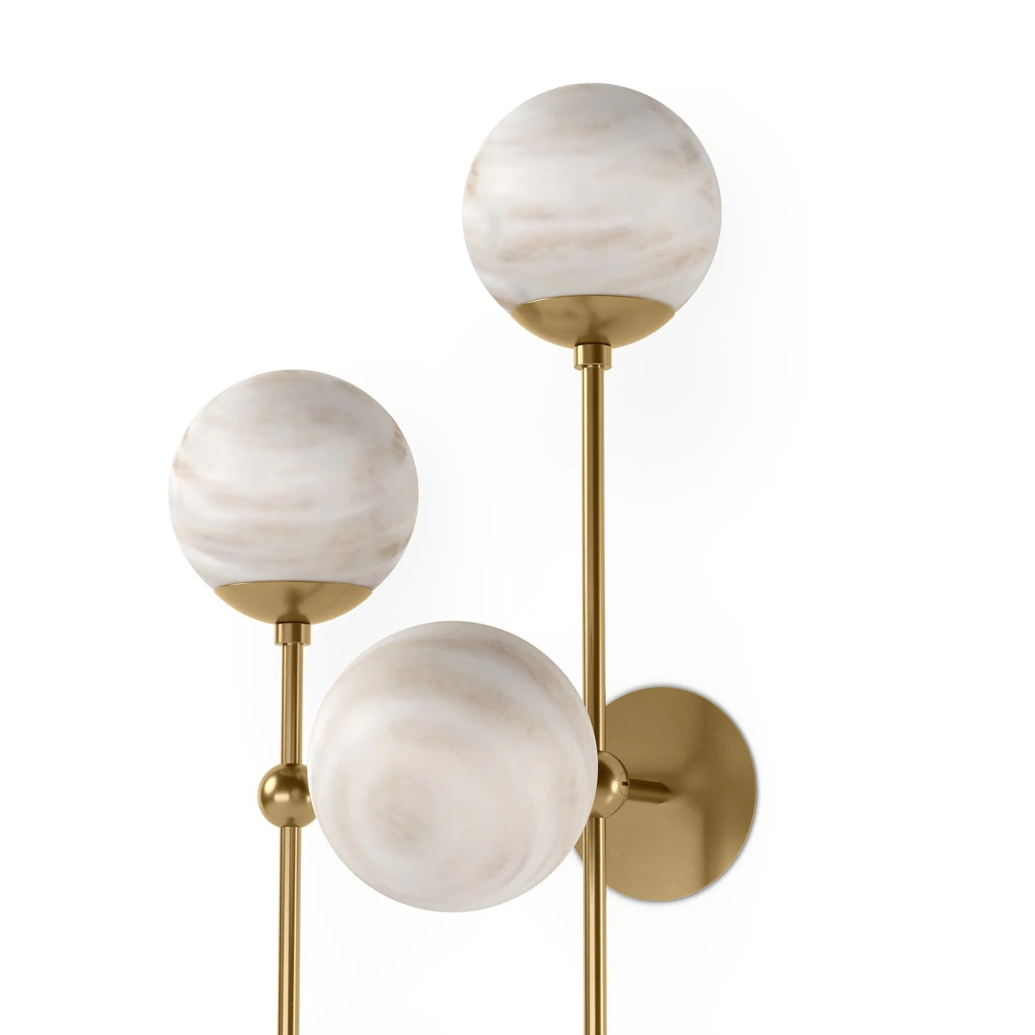 Featuring Armstrong Burnished Brass Marbled Matte Glass 4 L Sconce by Four Hands at Amethyst Home. Marbled glass spheres seem to extend and reach across smooth brass rods. Each globe is individually blown, shaped and sculpted by hand through a one-hour process. Brass and glass are 98% recyclable. Designed and sustainably made in Poland by Schwung.
Over. Amethyst Home provides interior design, new home construction design consulting, vintage area rugs, and lighting in the Salt Lake City metro area.
