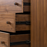Featuring Arturo Natural Walnut 6 Drawer Dresser by Four Hands at Amethyst Home. Inspired by campaign-style furniture of the 1800s — packable pieces first designed for traveling military use — a simply shaped dresser of natural walnut features a subtly inset top and rounded legs, finished with wooden hardware.
Collection: WallisColors: Natural Walnut ,. Amethyst Home provides interior design, new home construction design consulting, vintage area rugs, and lighting in the Des Moines metro area.