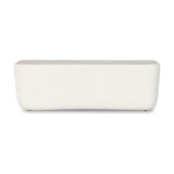 Featuring Basil Large Outdoor Rectangle Coffee Table by Four Hands at Amethyst Home. With organic curved edges and a hollow metal profile, this Basil coffee table is an Amethyst favorite.  Easy to wipe and we love how the modern look pops against your favorite seasonal flowers.
Overall Dimensions: 50"W x 25"L x 16"HColors: Matte White Cast AluminumMaterials: AluminumWeight: 119.5. Amethyst Home provides interior design, new construction, custom furniture and area rugs in the Kansas City metro area