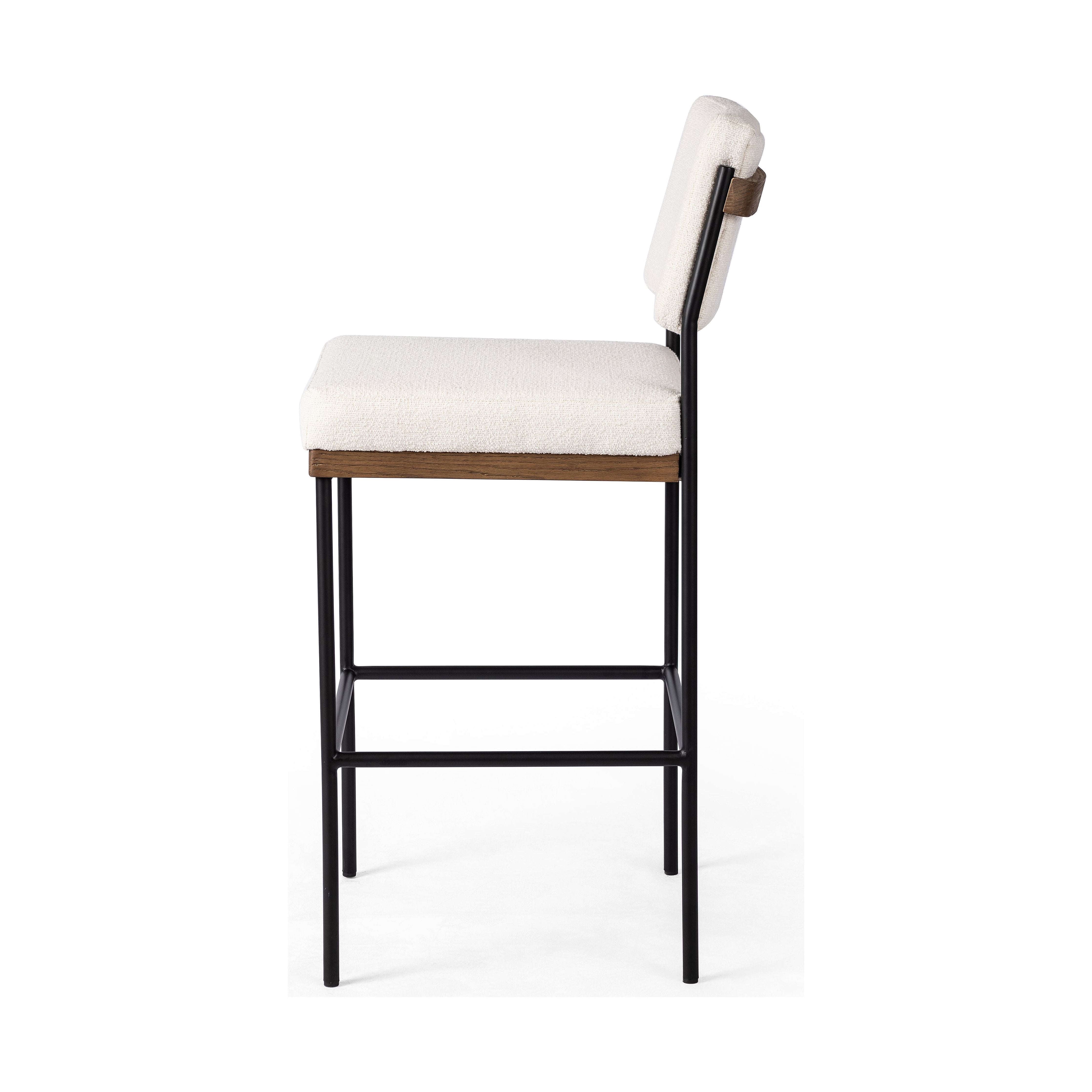 Featuring Benton Fayette Cloud Stool by Four Hands at Amethyst Home. Bring a crisp, clean look to the counter. Slim, black-finished iron forms an airy frame for pristinely tailored performance fabric, with solid oak decking for an eye-catching material mix. Performance fabrics are specially created to withstand spills, stains, high traffic and wear, ensuring long-term comfort an. Amethyst Home provides interior design, new construction, custom furniture, and area rugs in the Des Moines metro area.