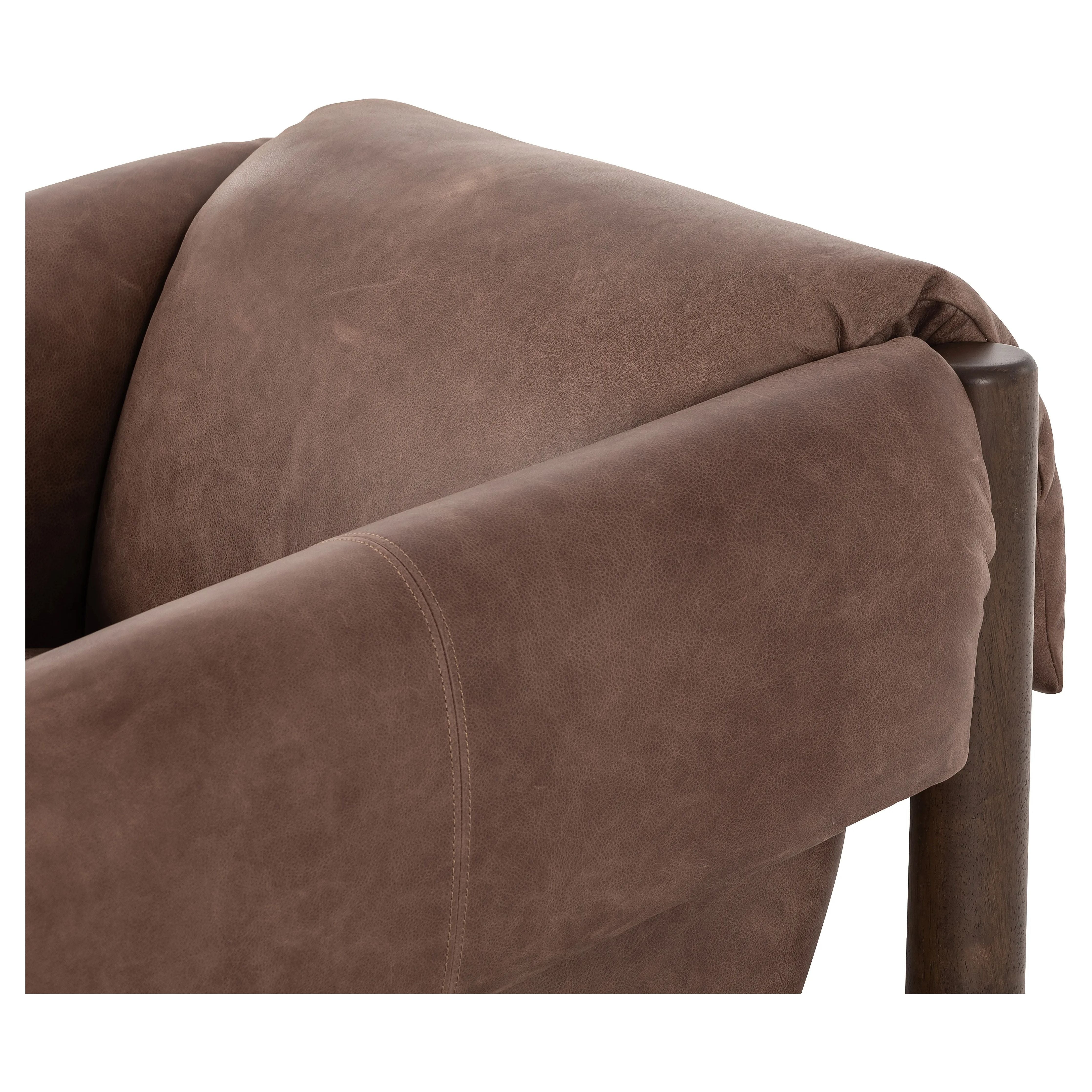 Featuring Boden Palermo Cigar Chair by Four Hands at Amethyst Home. This vintage-inspired chair features deep cushioning for a relaxed, sink-in feel. Designed with cushion-wrapped arms and upholstered in a signature leather in a rich cigar shade. Parawood frame brings a monotone moment to the entire piece.Overall Dimensions: 40.5"W x 36"L x 30"H
Collection:. Amethyst Home provides interior design, new home construction design consulting, vintage area rugs, and lighting in the Charlotte metro area.