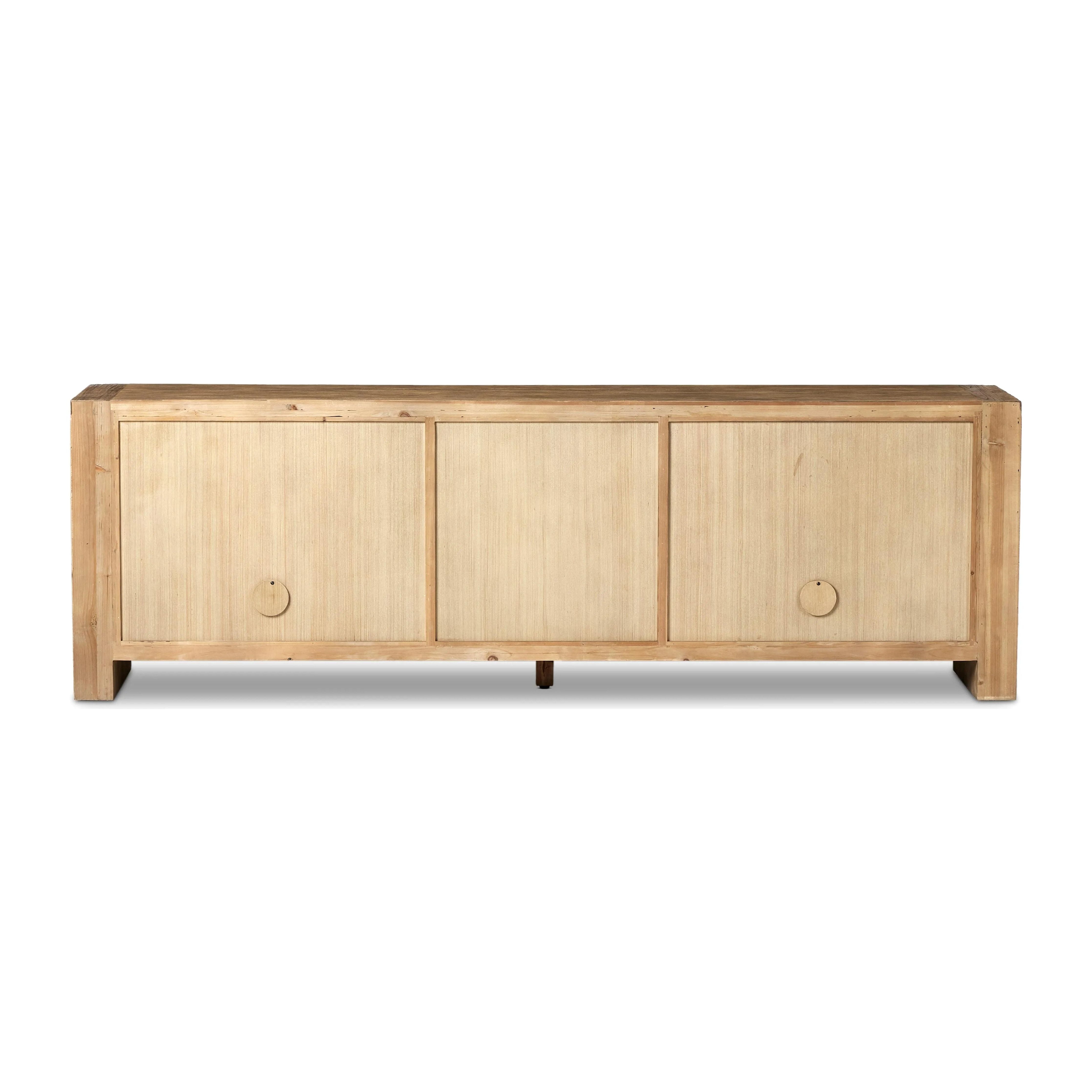 Featuring Briarbrook Distressed Light Sideboard by Four Hands at Amethyst Home. A large, waterfall-style sideboard inspired by Chinese antiques is made from solid pine with a light, distressed finish and butterfly joint connections. Rear cutouts for cord management.Overall Dimensions: 18"W x 94"L x 30"H
Collection: WellsColors: Distressed Light PineMaterials: . Amethyst Home provides interior design, new home construction design consulting, vintage area rugs, and lighting in the Boston metro area.