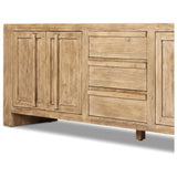 Featuring Briarbrook Distressed Light Sideboard by Four Hands at Amethyst Home. A large, waterfall-style sideboard inspired by Chinese antiques is made from solid pine with a light, distressed finish and butterfly joint connections. Rear cutouts for cord management.Overall Dimensions: 18"W x 94"L x 30"H
Collection: WellsColors: Distressed Light PineMaterials:. Amethyst Home provides interior design, new home construction design consulting, vintage area rugs, and lighting in the Seattle metro area.