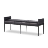 Featuring Brickel Heirloom Black Dining Backless Bench by Four Hands at Amethyst Home. Black top-grain leather steals the show in this sleek, simple bench. Sourced from one of the oldest family-owned tanneries in Italy's Bassano del Grappa, heirloom leather is salvaged and processed from upcycled hides featuring an abundance of natural markings, scars and co. Amethyst Home provides interior design, new home construction design consulting, vintage area rugs, and lighting in the Portland metro area.