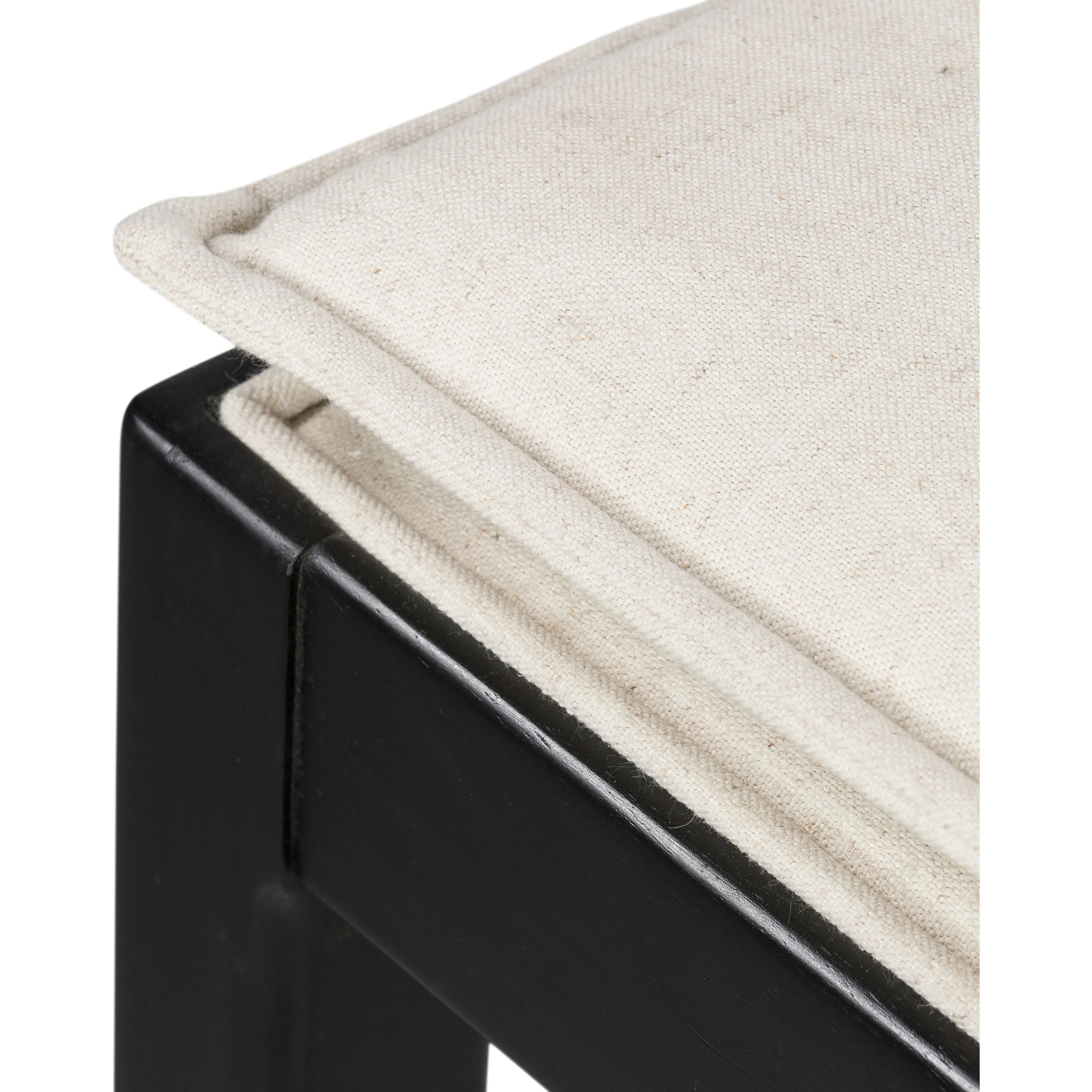 Featuring Britt Brushed Ebony with Savile Flax Stool by Four Hands at Amethyst Home. Mixed materials refresh retro styling. Brushed ebony nettlewood frames a textural inlay of natural cane for beautifully crisp contrast. Fastened by Velcro, light, linen-blend seating of high-performance fabric brings modern sensibility to the counter. Performance fabrics a. Amethyst Home provides interior design, new home construction design consulting, vintage area rugs, and lighting in the Alpharetta metro area.