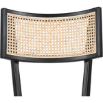 Featuring Britt Brushed Ebony with Savile Flax Stool by Four Hands at Amethyst Home. Mixed materials refresh retro styling. Brushed ebony nettlewood frames a textural inlay of natural cane for beautifully crisp contrast. Fastened by Velcro, light, linen-blend seating of high-performance fabric brings modern sensibility to the counter. Performance fabri. Amethyst Home provides interior design, new home construction design consulting, vintage area rugs, and lighting in the Salt Lake City metro area.