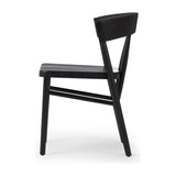 Featuring Buxton Black Oak Dining Chair by Four Hands at Amethyst Home. A solid oak dining chair defined by tapered legs and