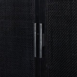 Featuring Caprice Black Wash Mango Cabinet by Four Hands at Amethyst Home. Double trouble in a large format cabinet.  Black woven rattan doors provide camouflaged storage.Overall Dimensions: 59"W x 17"L x 69"H
Collection: LeightonColors: Gunmetal ,Black Natural Cane ,Black Wash MangoMaterials: Iron ,Cane ,Solid Mango Weight: 154.54 lbs. Amethyst Home provides interior design, new construction, custom furniture, and area rugs in the Miami metro area.