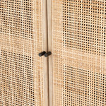 Featuring Carmel Natural Mango Small Cabinet by Four Hands at Amethyst Home. Mid-century style with an organic twist. Surrounded by mango casing, light cane weaves for a fresh look with natural depth. Angular gunmetal-finished iron legs offer an intriguing contrast of texture and tone. Perfect solo or paired up.Overall Dimensions: 35"W x 18"L x 32"HColors: Natural Cane, Natural Mango, Char. Amethyst Home provides interior design services, furniture, rugs, and lighting in the Des Moines metro area.