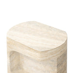 Featuring Clementine Textured Sandy Grey End Table by Four Hands at Amethyst Home. Cutout detailing brings a clean, modern vibe to a versatile end table of cast concrete. A water transfer finish creates a textured look and sandy hue resembling natural travertine.Collection: ChandlerColors: Textured Sandy GreyMaterials: Concrete Weight: 44.09 lbs. Amethyst Home provides interior design, new home construction design consulting, vintage area rugs, and lighting in the Alpharetta metro area.