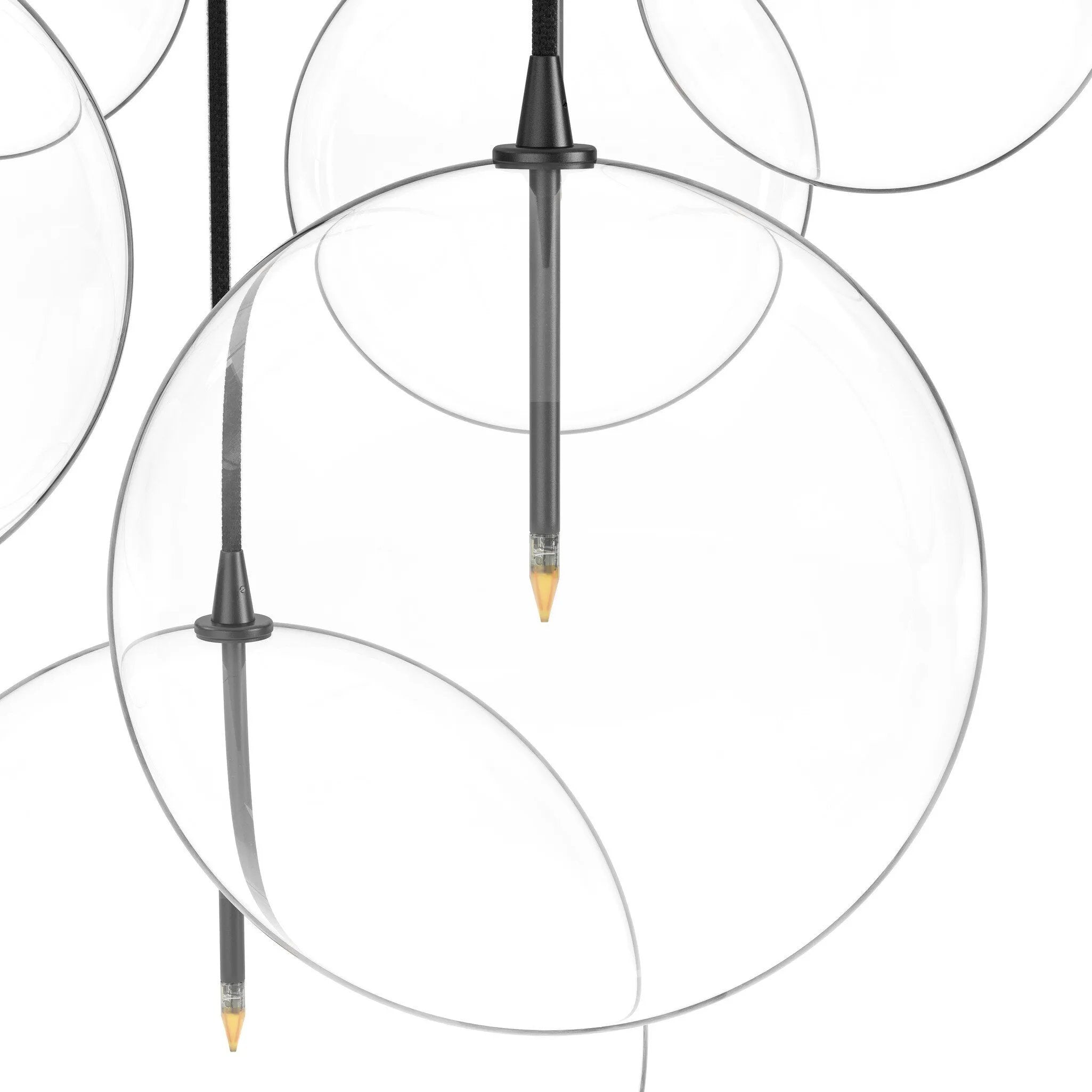 Featuring Cluster Black Cord 7 MIX Black Gunmetal Chandelier by Four Hands at Amethyst Home. Clear glass spheres dangle at varying lengths for a stunning effect. Each globe is individually blown, shaped and sculpted by hand through a one-hour process. The finish on the brass frame is achieved through a specialized process that turns the brass into an al. Amethyst Home provides interior design, new home construction design consulting, vintage area rugs, and lighting in the Winter Garden metro area.