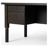 Featuring Concord Charcoal Oak Desk by Four Hands at Amethyst Home. Made from oak veneer with a deep charcoal finish, this executive-size desk delivers ultimate storage, including four drawers on one side plus six open cubbies on the other, granting the option to float-style in a room. Partially turned legs add a design-forward finishing touch.Overall Dimensions: 75"W x 30"L x 30"H
. Amethyst Home provides interior design, new construction, custom furniture, and area rugs in the Dallas metro area.