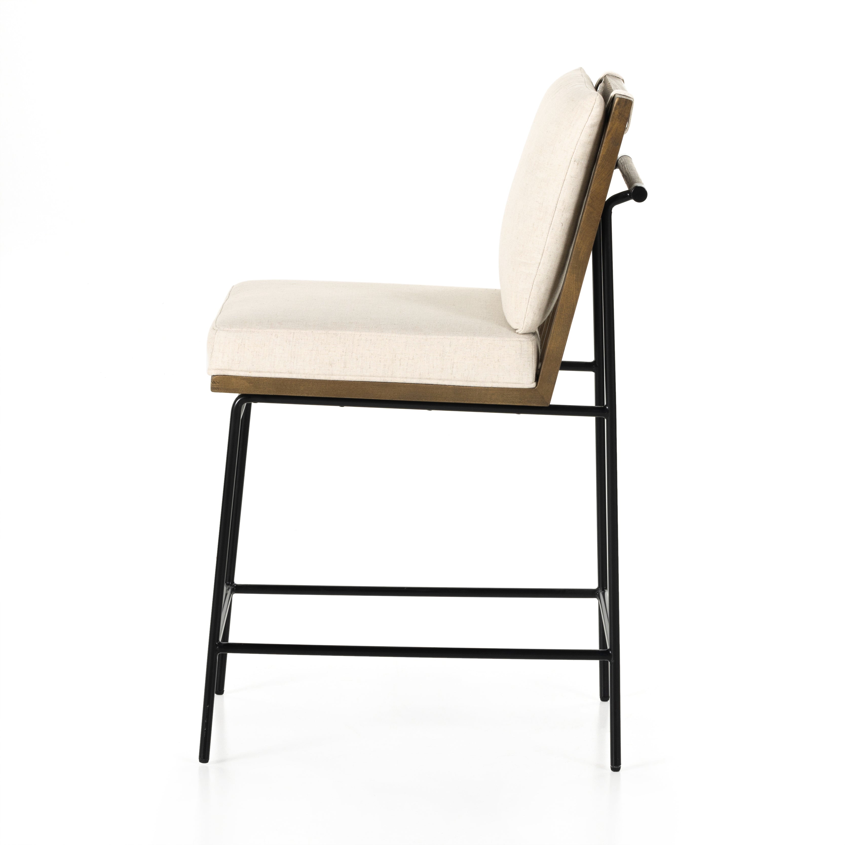 Featuring Crete Savile Flax-Counter Stool by Four Hands at Amethyst Home. Crisp and clean, with natural panache. Slim, black-finished iron frames a floating ladderback of honey-finished oak and cream-colored high-performance seating. Rear handle detail adds a fashionable finishing touch. Performance fabrics are specially created to withstand spills, stains, high traffic and wear, en. Amethyst Home provides interior design, new construction, custom furniture, and area rugs in the Dallas metro area.