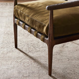 Featuring Dane Cottswald Moss Nubuck Chair by Four Hands at Amethyst Home. Safari styling is brought to modern speed on this vintage-inspired chair. Its solid wood frame features a webbed seating structure that brings a sink-in feel to the entire piece. The upholstered back, strap details and loose cushion are finished in a rich Italian-made leather with a soft, buttery feel an. Amethyst Home provides interior design, new construction, custom furniture, and area rugs in the Los Angeles metro area.