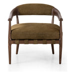 Featuring Dane Cottswald Moss Nubuck Chair by Four Hands at Amethyst Home. Safari styling is brought to modern speed on this vintage-inspired chair. Its solid wood frame features a webbed seating structure that brings a sink-in feel to the entire piece. The upholstered back, strap details and loose cushion are finished in a rich Italian-made leather with a soft, buttery feel and subt. Amethyst Home provides interior design, new construction, custom furniture, and area rugs in the Miami metro area.