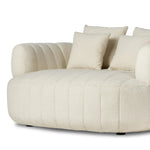 Featuring Doss Terra Brown Oak Media Lounger by Four Hands at Amethyst Home. The ultimate in polished media style seating has arrived. Framed in oak, this lounger is constructed with two separate pieces — the seat and the back — and accompanied by four toss cushions. The lounger features evenly spaced spring suspension and a heavy boucle upholstery st. Amethyst Home provides interior design, new home construction design consulting, vintage area rugs, and lighting in the Los Angeles metro area.