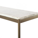 Featuring Felix Antique Brass Small Console Table by Four Hands at Amethyst Home. Add a pop of sophistication to any space. Polished white marble lays three tiers of smooth shelving for an open style with plenty of surface area. Antique brass framing places a feminine spin on console storage.
Overall Dimensions: 36"W x 10"L x 31"HColors: Antique Brass, Polished. Amethyst Home provides interior design, new home construction design consulting, vintage area rugs, and lighting in the Miami metro area.