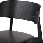 Featuring Franco Sonoma Black Upholstered Dining Chair by Four Hands at Amethyst Home. A fresh, exaggerated take on the wing-back dining chair. Finished a classic jet black, a mix of solid ash and ash veneer makes a modern and shapely seating statement with midcentury undertones. Complemented by a cushioned seat in black top-grain leather exclusive to Four Hands.Overall Dimensions: 2. Amethyst Home provides interior design, new construction, custom furniture, and area rugs in the Miami metro area.