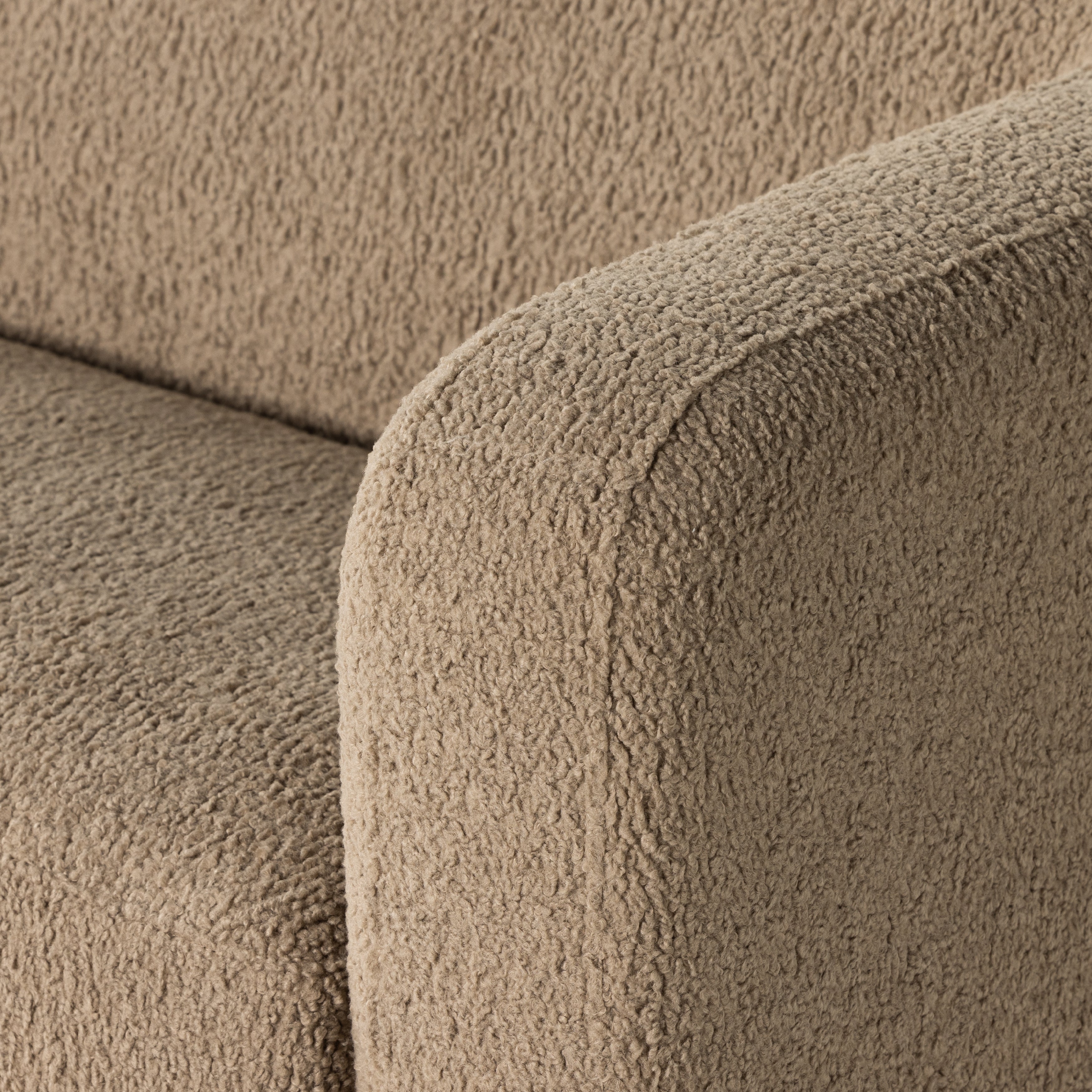 Inspired by vintage flea market finds, the Gidget Sheepskin Camel Sofa is a faux shearling-upholstered sofa pairs that is simple silhouette with clean, sweeping curves. Bench-seat cushioning plus feather-blend seating for total comfort. Amethyst Home provides interior design services, furniture, rugs, and lighting in the Seattle metro area.