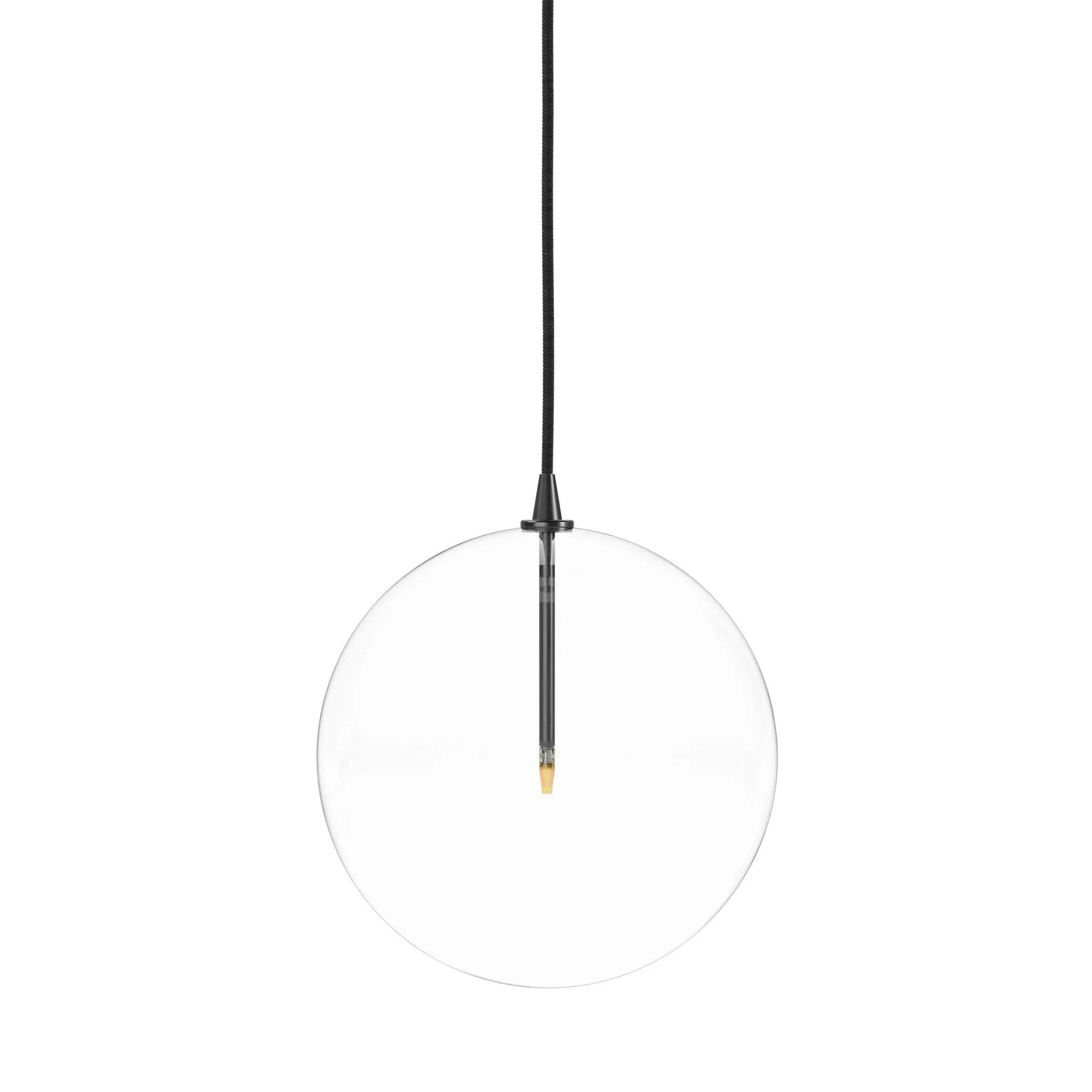 Featuring Glass Black Gunmetal Clear Glass Globe Large Pendant by Four Hands at Amethyst Home. A single glass sphere dangles for a stunning effect. Each globe is individually blown, shaped and sculpted by hand through a one-hour process. The finish on the brass frame is achieved through a specialized process that turns the brass into an almost black hue bef. Amethyst Home provides interior design, new home construction design consulting, vintage area rugs, and lighting in the Nashville metro area.