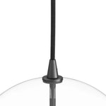 Featuring Glass Black Gunmetal Clear Glass Globe Large Pendant by Four Hands at Amethyst Home. A single glass sphere dangles for a stunning effect. Each globe is individually blown, shaped and sculpted by hand through a one-hour process. The finish on the brass frame is achieved through a specialized process that turns the brass into an almost black hue before . Amethyst Home provides interior design, new home construction design consulting, vintage area rugs, and lighting in the Tampa metro area.
