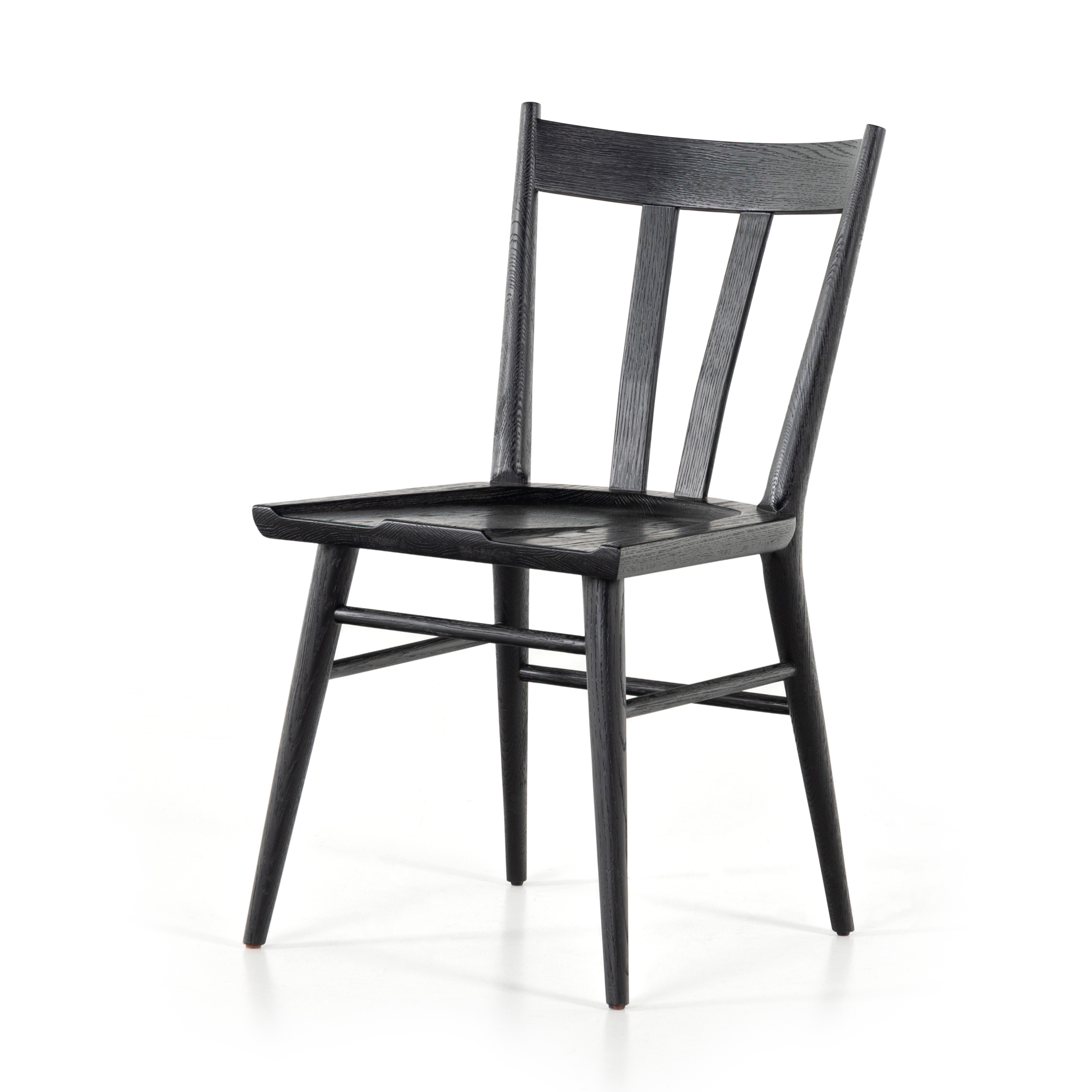 Featuring Gregory Dining Chair - Black Oak by Four Hands at Amethyst Home. Finished in a beautifully classic washed oak, the Gregory Black Oak Dining Chair features a yoke-like back and widened supports, placing a fresh twist on the traditional Windsor.
Size: 19.75"W x 21.75"L x 35"HSeat Depth: 17.75"Seat Height: 19"Seat Construction: Wooden Platform
Colors: Black OakMaterials: Sol. Amethyst Home provides interior design, new construction, custom furniture, and rugs for the Kansas City metro area.