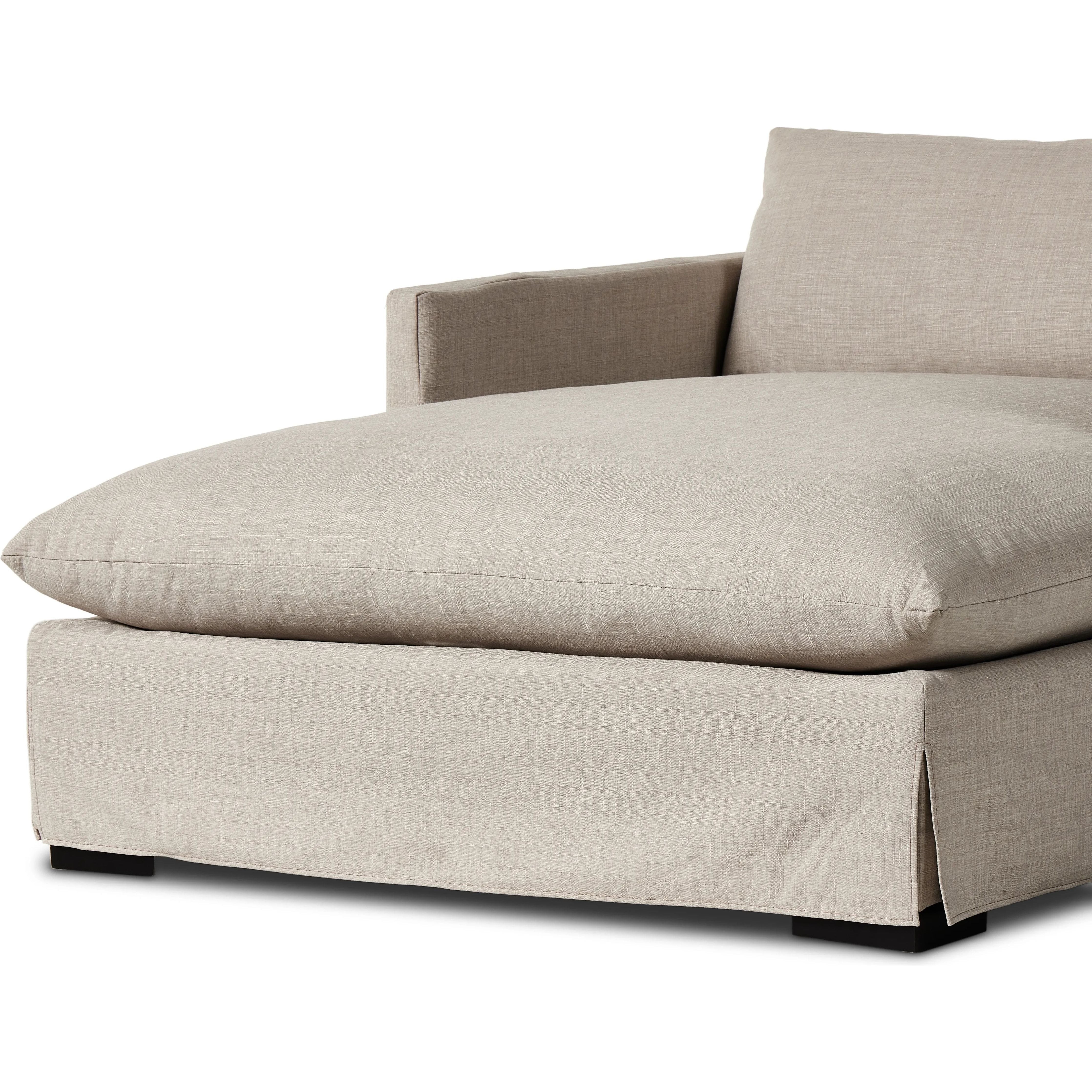 Featuring Habitat Bennett Moon Chaise Lounge by Four Hands at Amethyst Home. Designed for lounging. High-performance fabric covers shelter arms and pillow-inspired cushion. Performance fabrics are specially created to withstand spills, stains, high traffic and wear, ensuring long-term comfort and unmatched durability.Overall Dimensions: 67.5"W x 48"L x 32. Amethyst Home provides interior design, new home construction design consulting, vintage area rugs, and lighting in the Kansas City metro area.