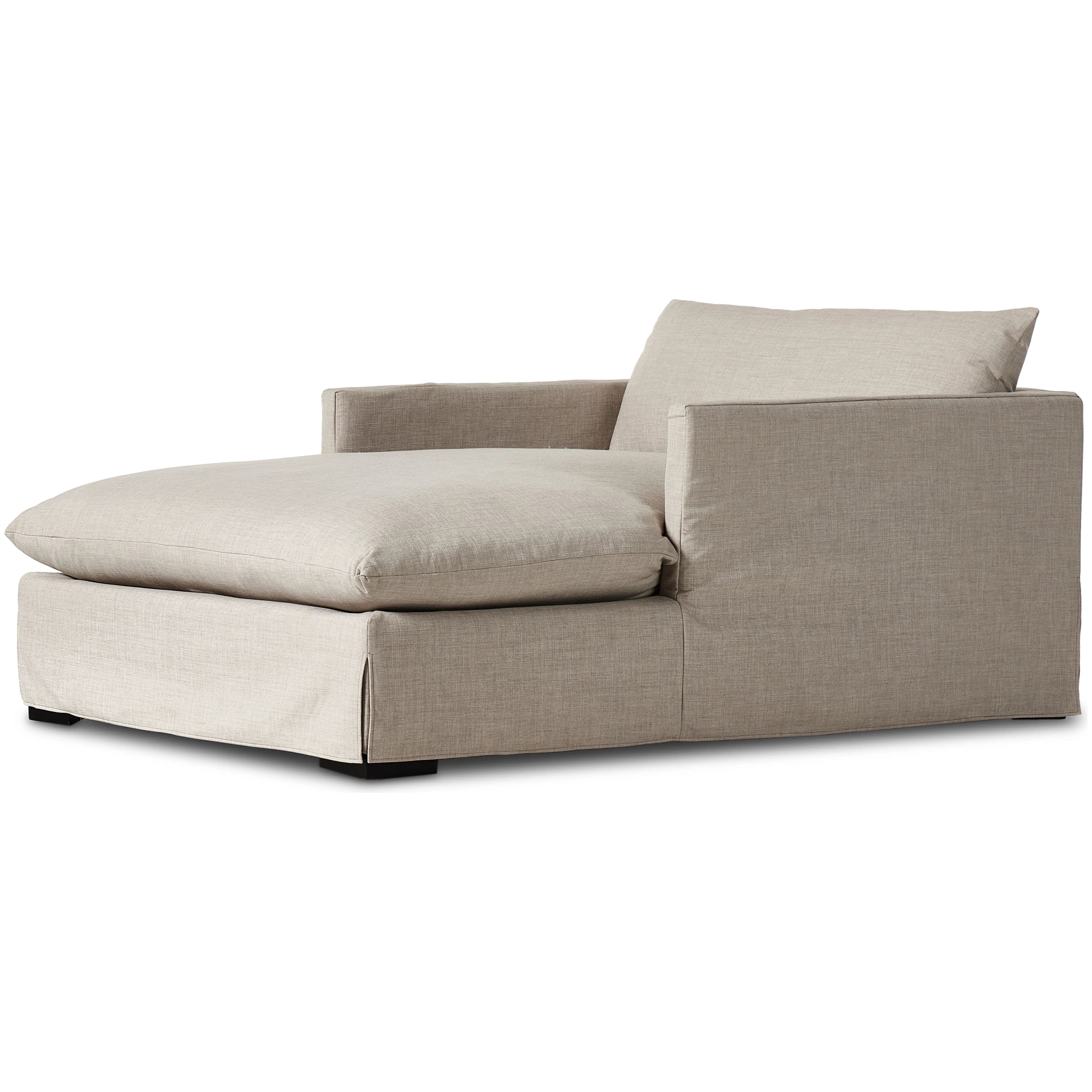 Featuring Habitat Bennett Moon Chaise Lounge by Four Hands at Amethyst Home. Designed for lounging. High-performance fabric covers shelter arms and pillow-inspired cushion. Performance fabrics are specially created to withstand spills, stains, high traffic and wear, ensuring long-term comfort and unmatched durability.Overall Dimensions: 67.5"W x 48"L x 32.5". Amethyst Home provides interior design, new home construction design consulting, vintage area rugs, and lighting in the Portland metro area.